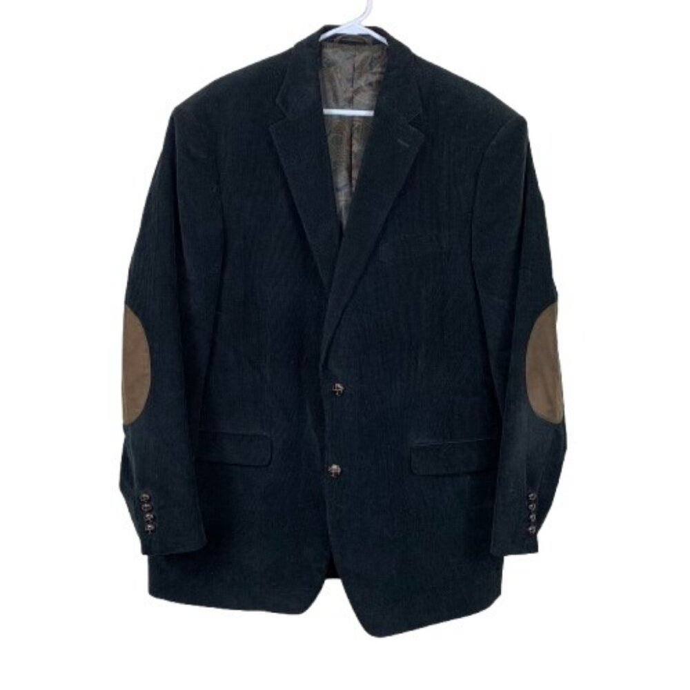 Vintage Y2K Lauren Ralph Lauren Corduroy Sport Coat Elbow Patches Black  - Size